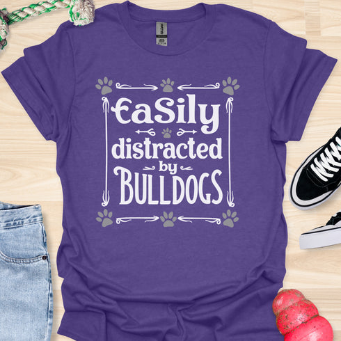 Easily distracted by bulldogs - V4 - Vintage Poster T-Shirt